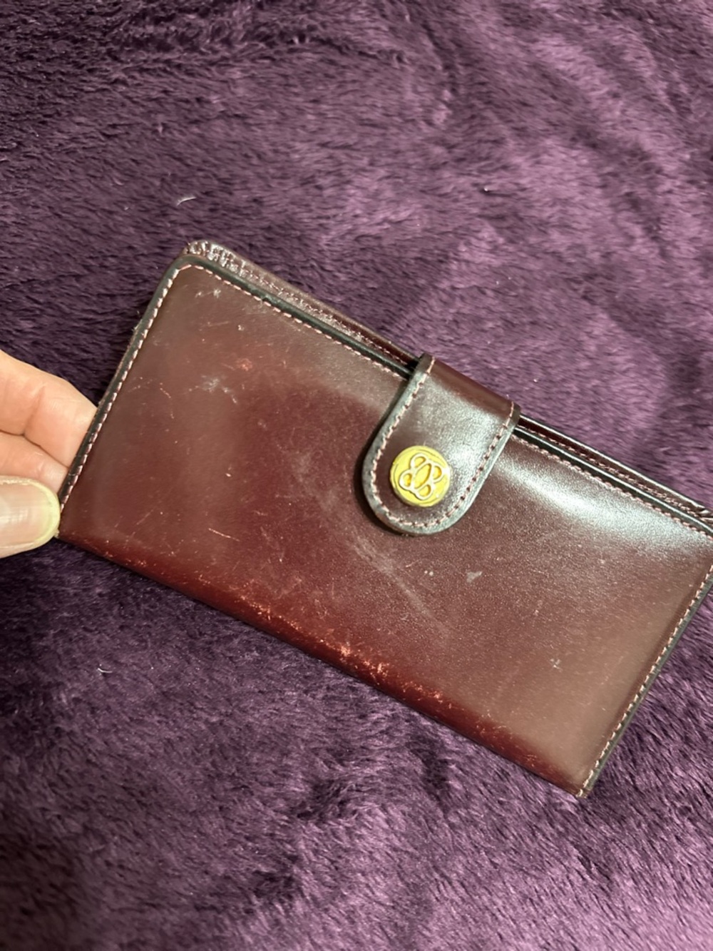 Bosca Burgundy Leather Key & Card Holder with Gold Snap